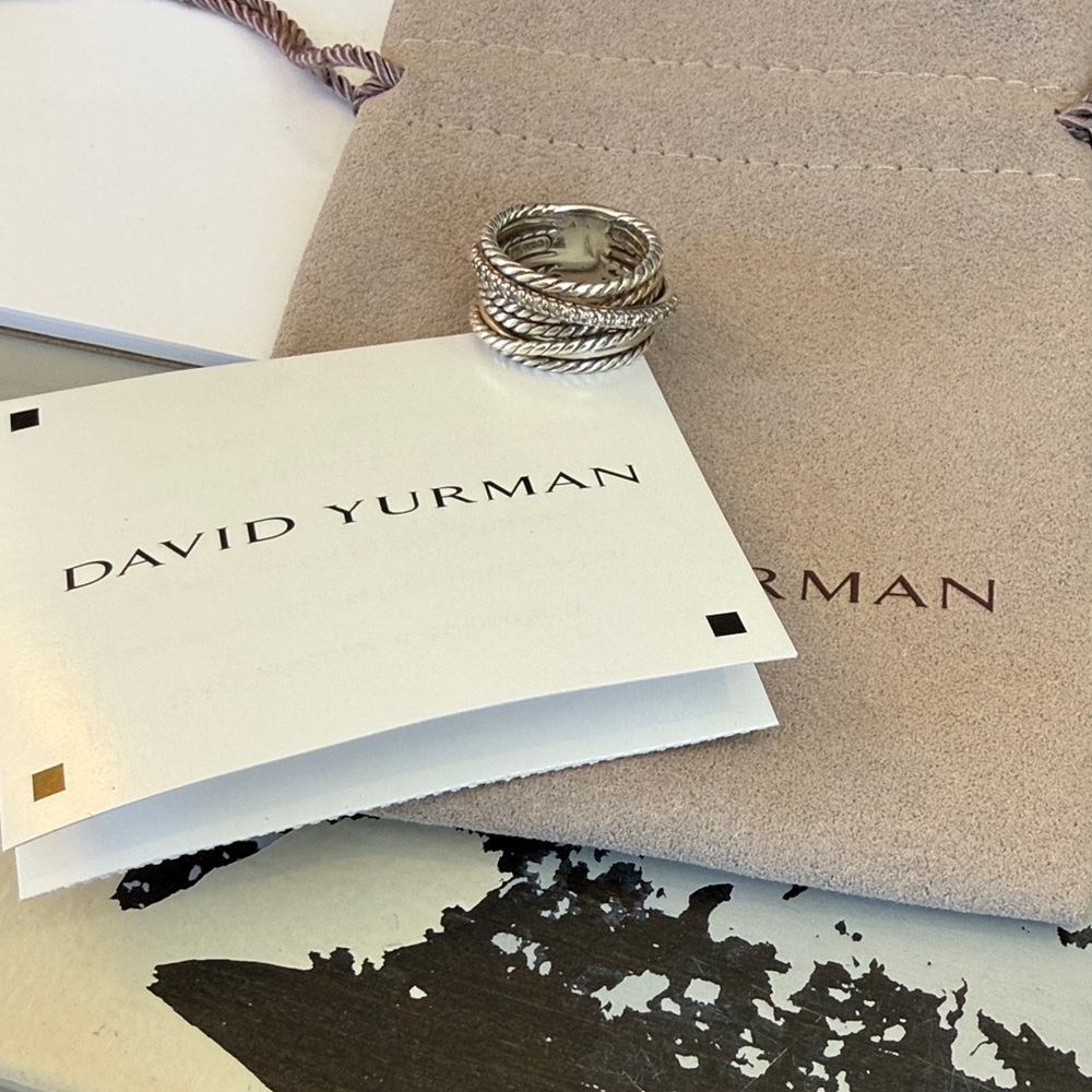 David Yurman diamond crossover band.  Authentic.  EUC.